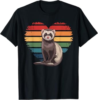Retro Vintage Ferret Animal Lover Pet Ferret Gifts Men Women T-Shirt