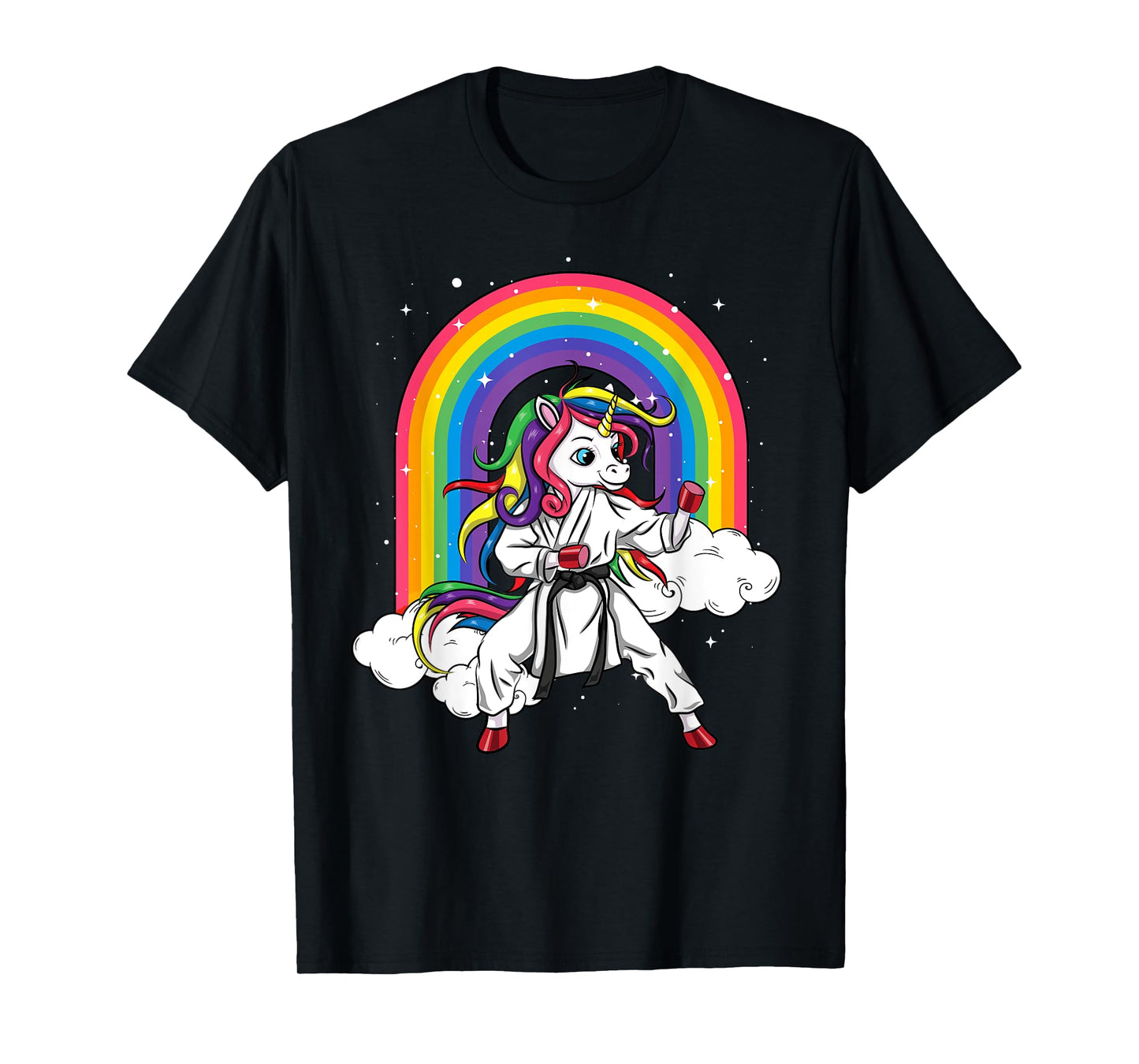 Rainbow Unicorn Karate Taekwondo MMA Judo Kids Girl T-Shirt