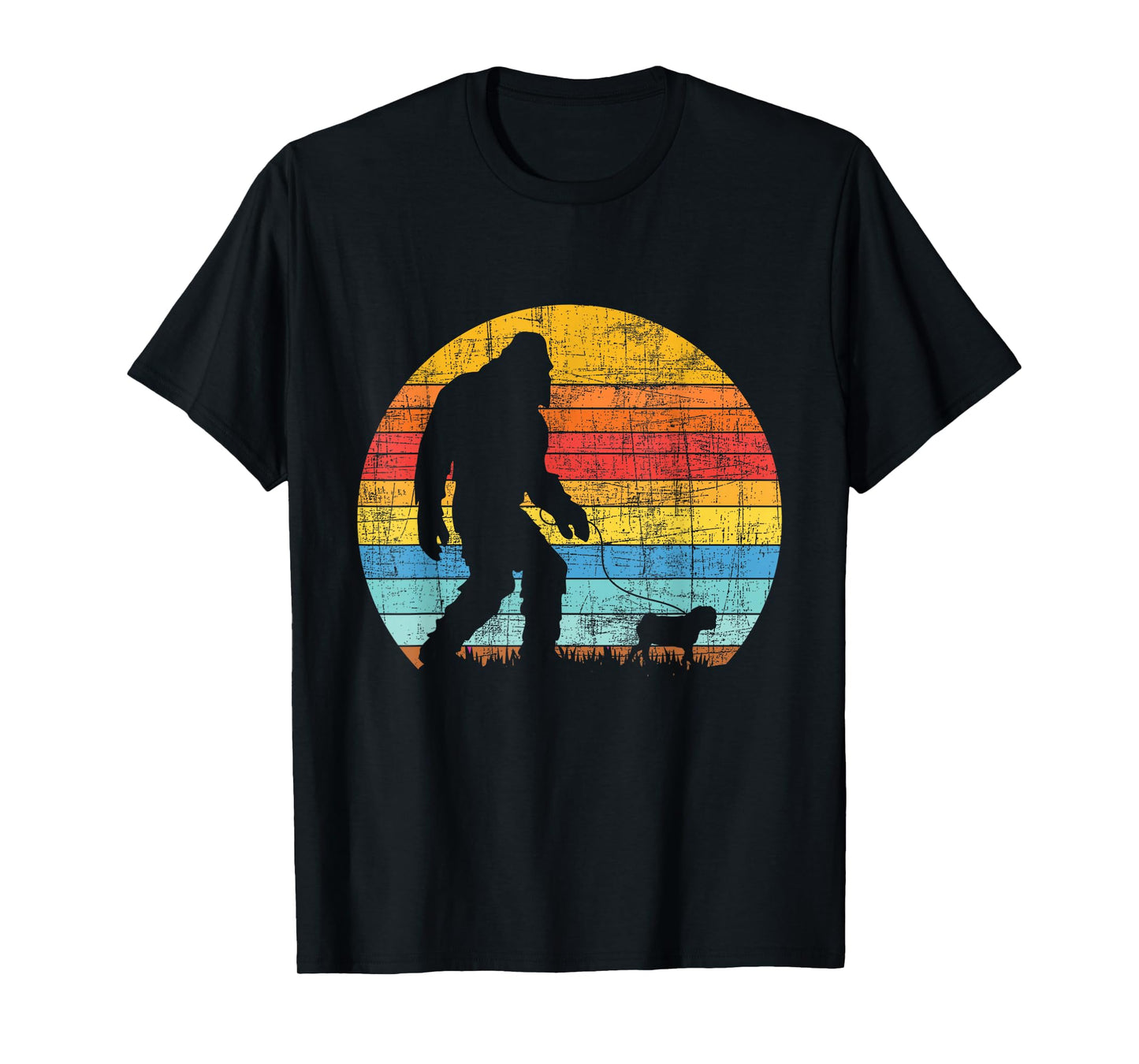 Bigfoot Walking With A Pug - Dog Owner Animal Puppy Trainer T-Shirt