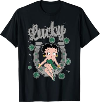 Betty Boop St Patrick's Day Lucky Horseshoe With Cloves T-Shirt