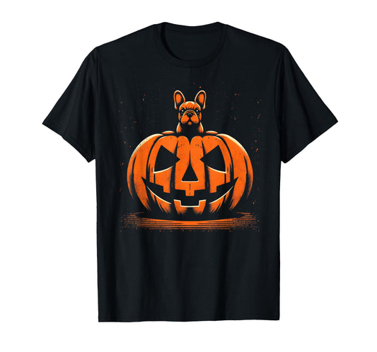 Dog Halloween French Bulldog Jack O Lantern Pumpkin T-Shirt