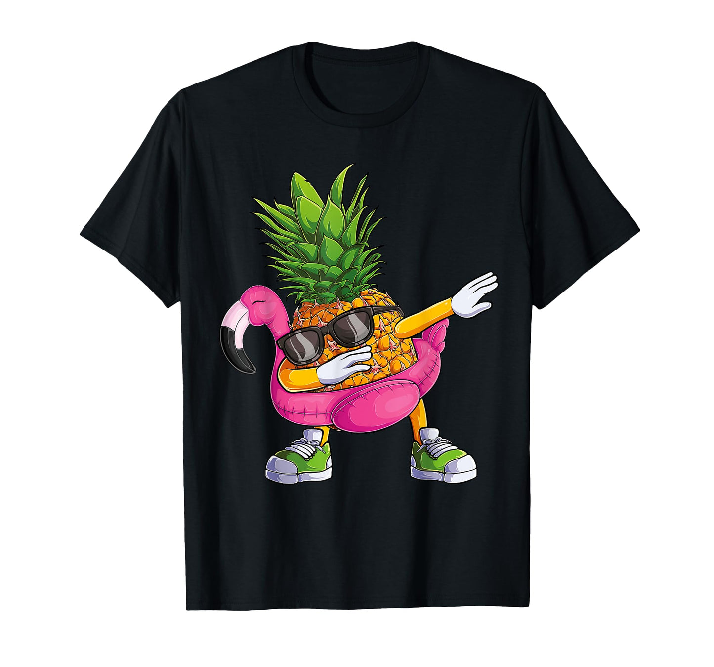 Dabbing Pineapple Flamingo Tropical aloha Beach Hawaiian T-Shirt