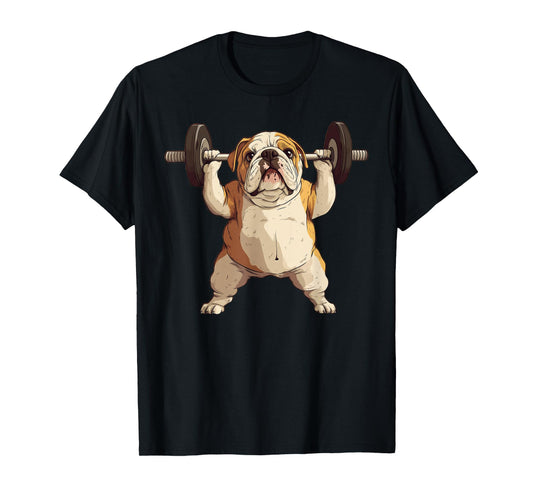 English Bulldog Dog Powerlifting Weightlifting Gym Workout T-Shirt