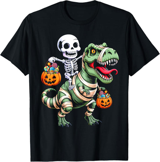 Toddler Boy Halloween Shirt Kids Skeleton Dinosaur Halloween T-Shirt