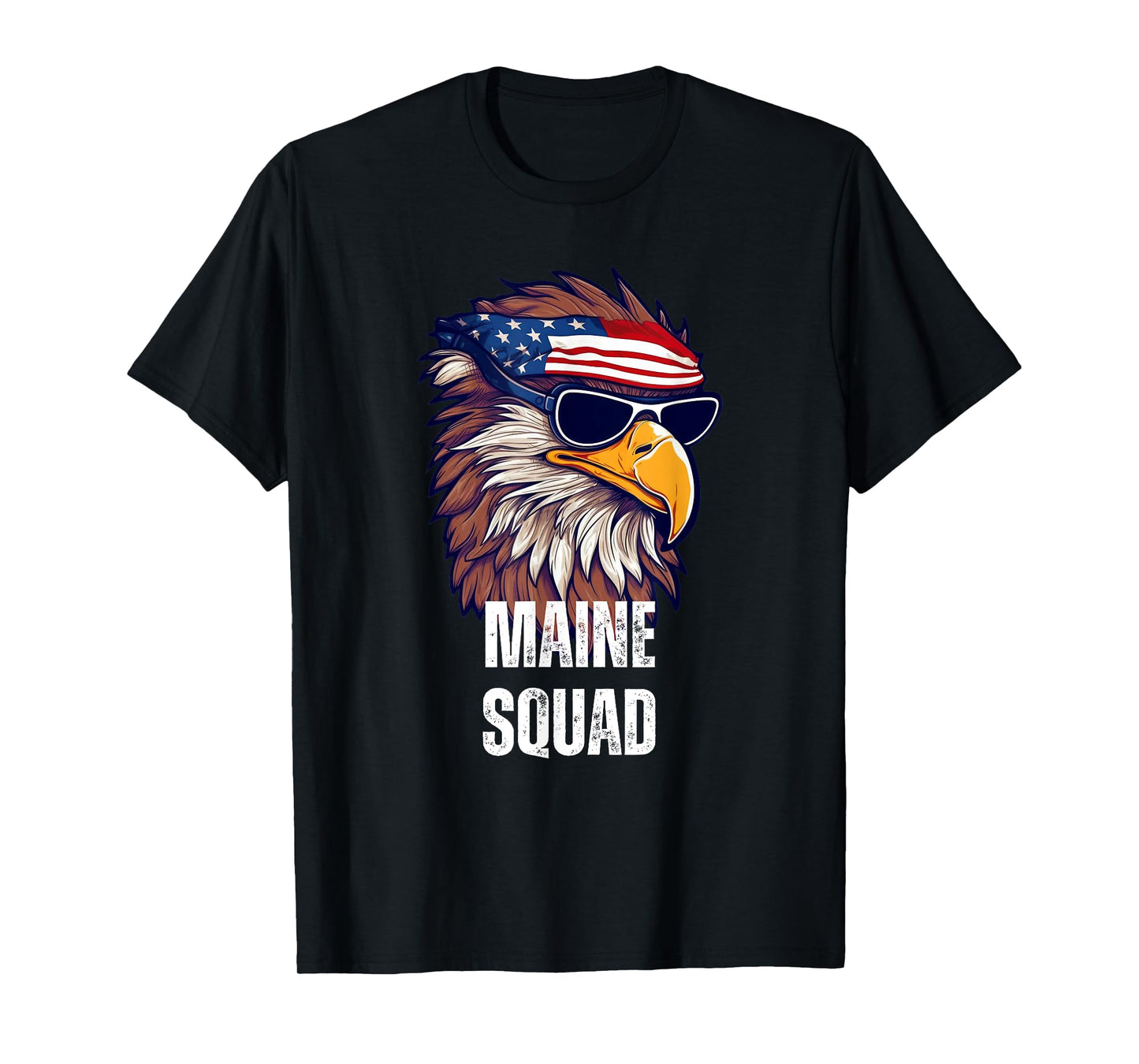 Maine Squad - Retro Bald Eagle American Flag Bandana T-Shirt