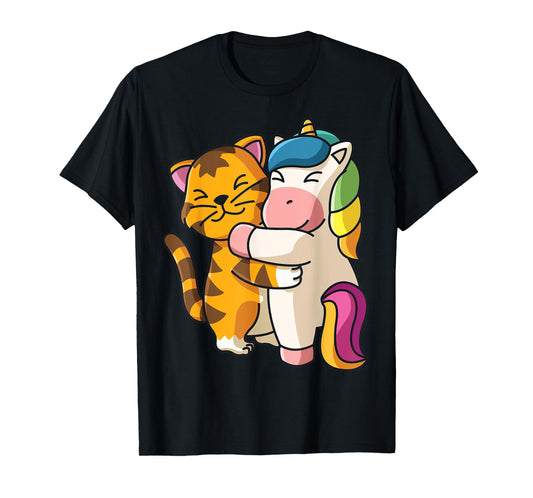 Tiger and Unicorn Cute Zoo Animals Hugging T-Shirt