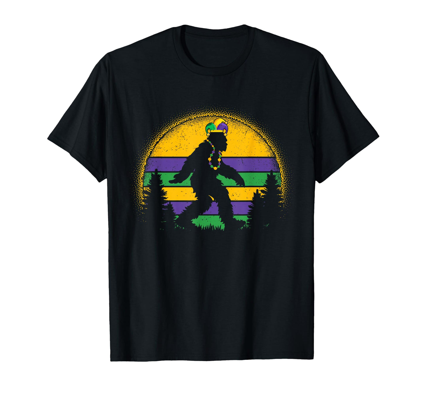 Mardi Gras Bigfoot Funny Kids Men Sasquatch Mardi Gras T-Shirt