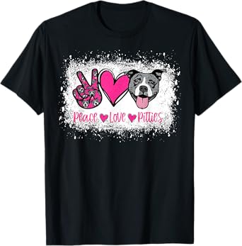 Peace Love Pitties Pitbull Lover Pet Owner Fur Mama Dog Mom T-Shirt for Men Women