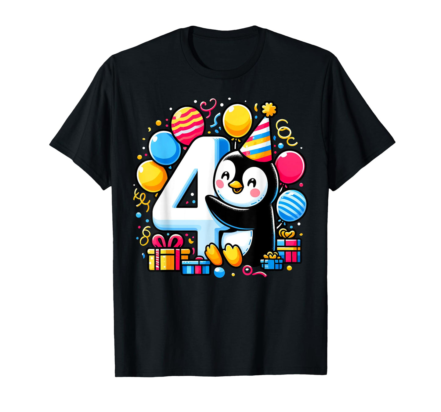 Penguin 4th birthday boy girl 4 year old fourth four Penguin T-Shirt