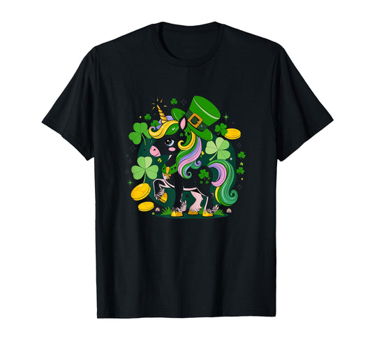 Cute St. Patrick's Day Unicorn Lepricorn Shamrock 2025 T-Shirt