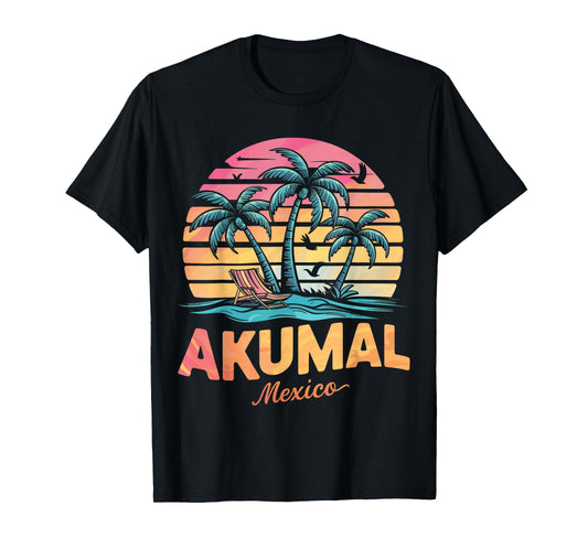 Akumal Mexico Tropical Sunset beach Souvenir Vacation T-Shirt for Men Women Kids