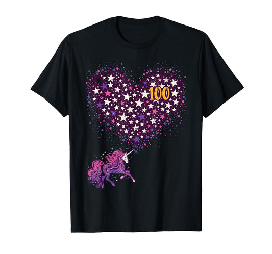 100 Days Of School Unicorn Stars 100th Day Women Girls Kids T-Shirt