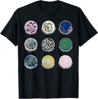 Types of Petri Dish Bacteria Microbiologist Biology Teacher T-Shirt