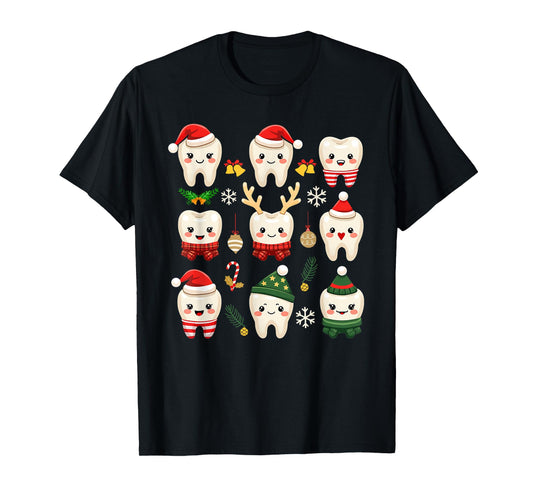 Funny Dental Christmas Teeth Cute Xmas Dentist Squad Crew T-Shirt