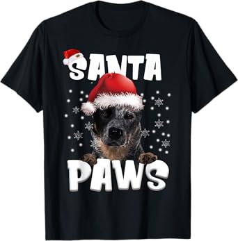 Funny Blue Heeler Christmas Lights Tree Dog Lover Xmas Men Women T-Shirt