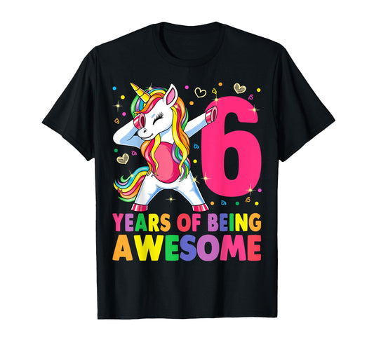 6 Years Old Unicorn Dabbing 6th Birthday Girl Unicorn Party T-Shirt