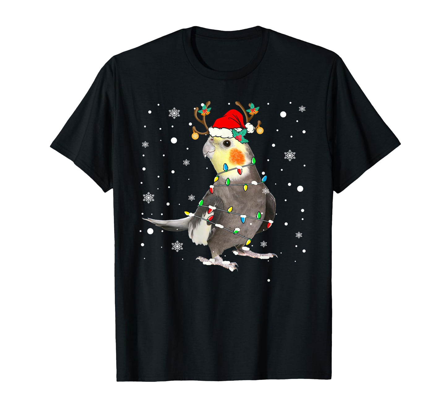 Santa Reindeer Cockatiel Cute Bird Pyjamas Family Xmas T-Shirt