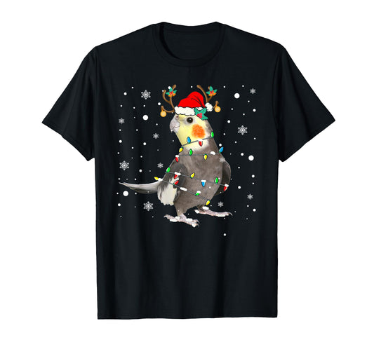 Santa Reindeer Cockatiel Cute Bird Pyjamas Family Xmas T-Shirt