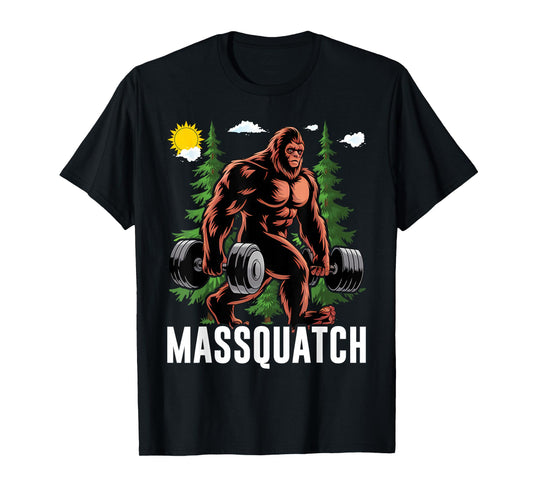 Bigfoot Massquatch Funny Sasquatch Workout Gym Weightlifter T-Shirt