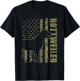 Rottweiler - USA American Flag Camouflage Dog Owner T-Shirt