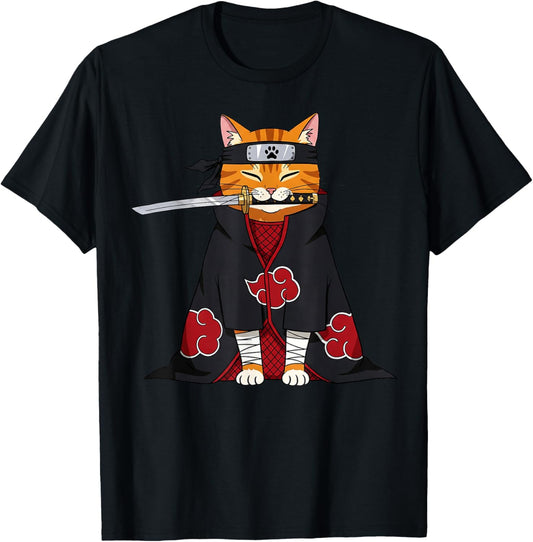 Japanese Samurai Ninja Anime Cat Kawaii Gifts Men Women Kid T-Shirt