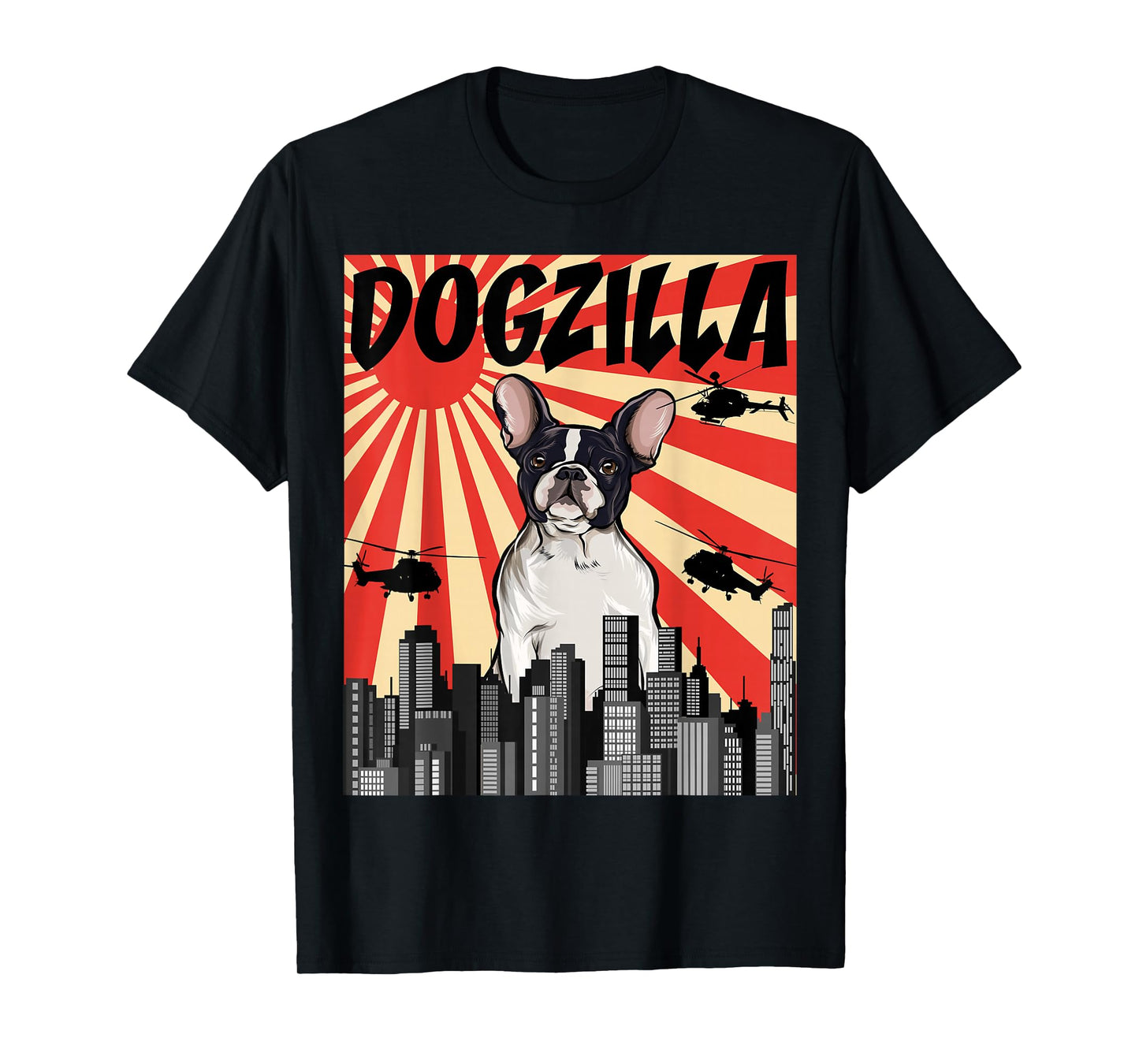 Funny Retro Japanese Dogzilla French Bulldog T-Shirt for Men Women