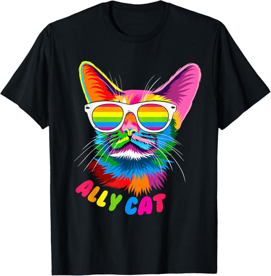 ally cat Purride cat pride kitty mom gay daddy lesbian LGBTQ T-Shirt