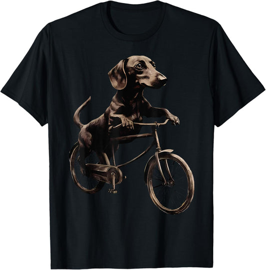 Dachshund Riding A Bike Bicycle Cycling Dachshund Dog Lover T-Shirt