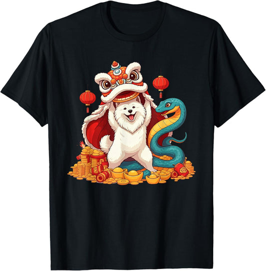 Funny Samoyed Snake Chinese New Year 2025 Womens Mens Kids T-Shirt