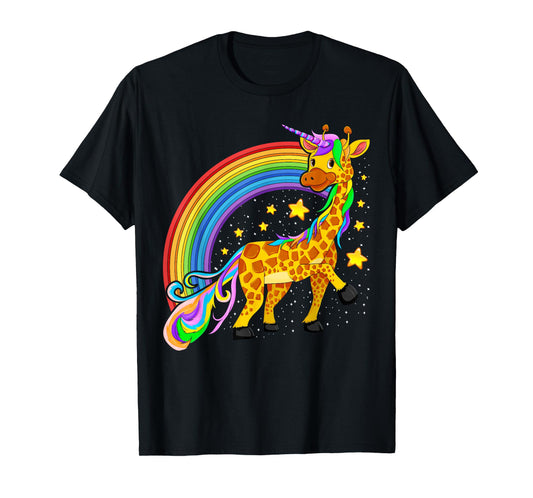 Rainbow Girafficorn Unicorn Africa Animal Cute Giraffe T-Shirt