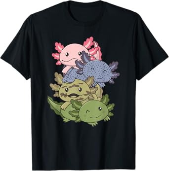 Axolotl Pile Cute Animals Kawaii Anime Funny Axolotl T-Shirt
