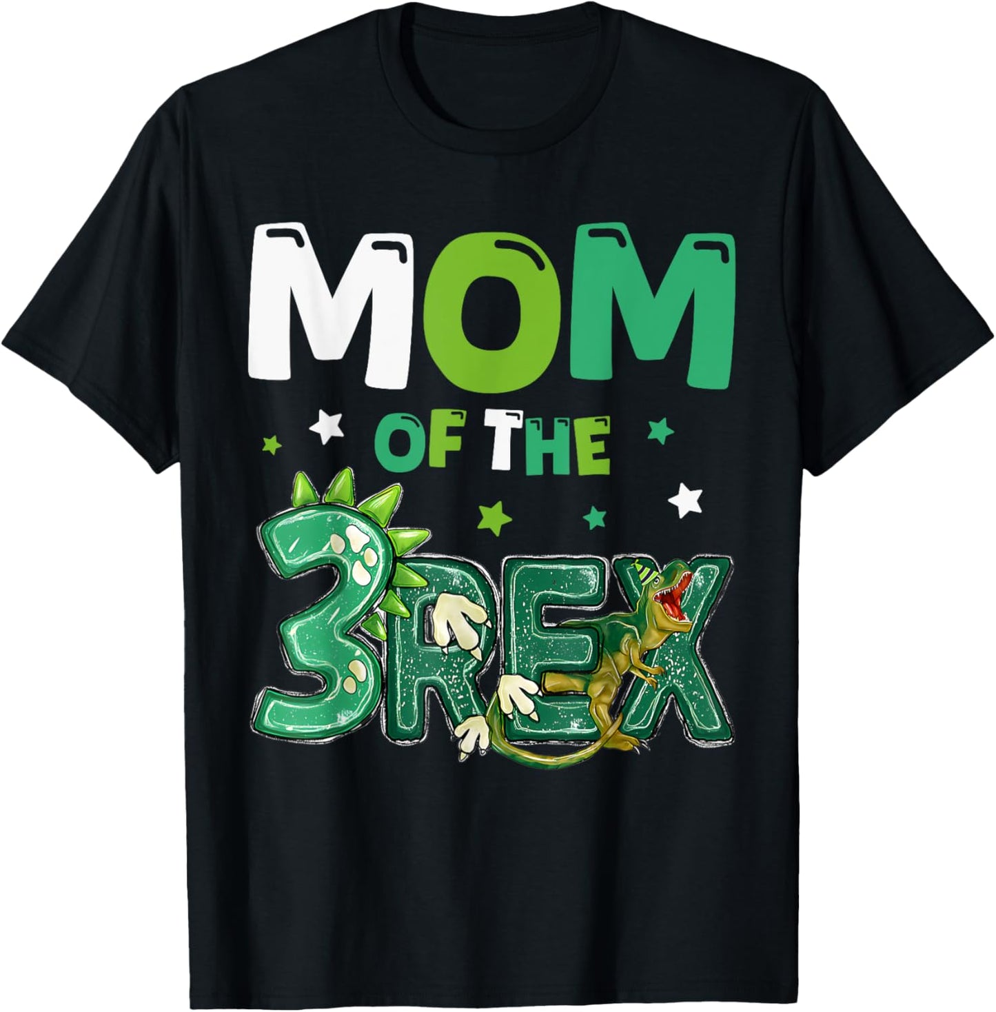 Mom of the Three Rex Birthday Dinosaur Family Matching T-Shirt