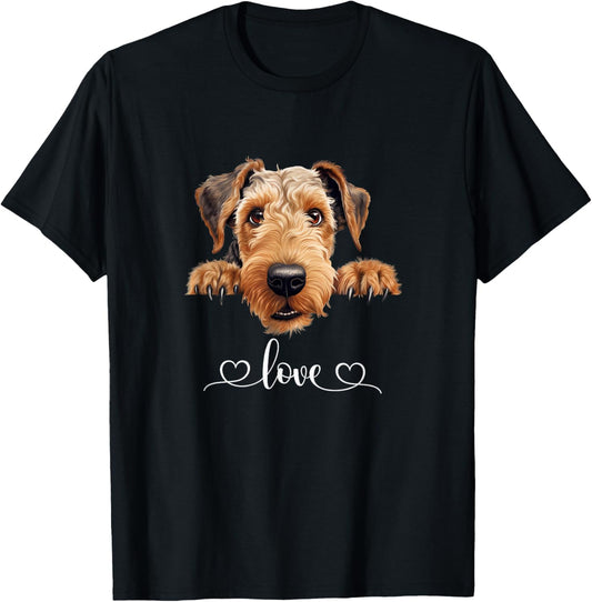 Cute Dog Graphic Love Puppy Airedale Terrier Dog T-Shirt