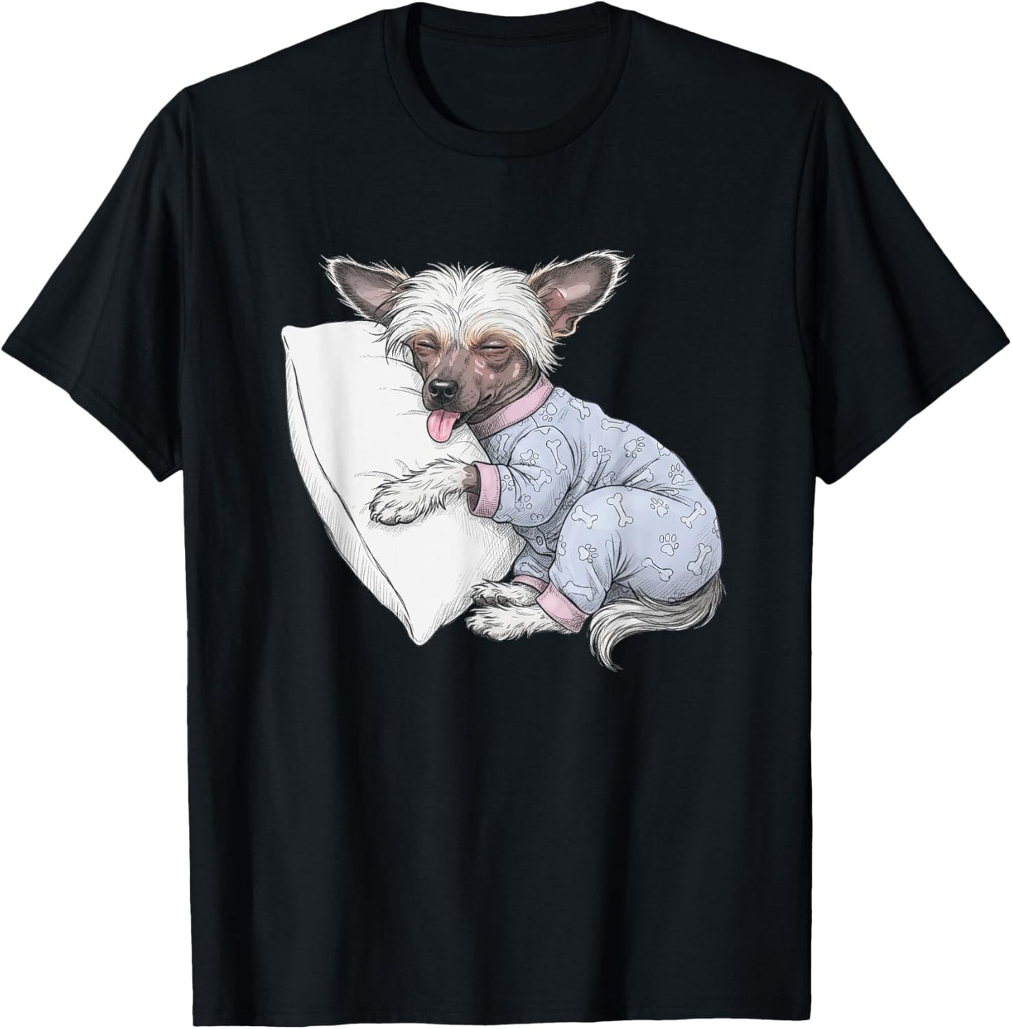 Funny Sleepy Chinese Crested Dog Pajama Women And Girls T-Shirt
