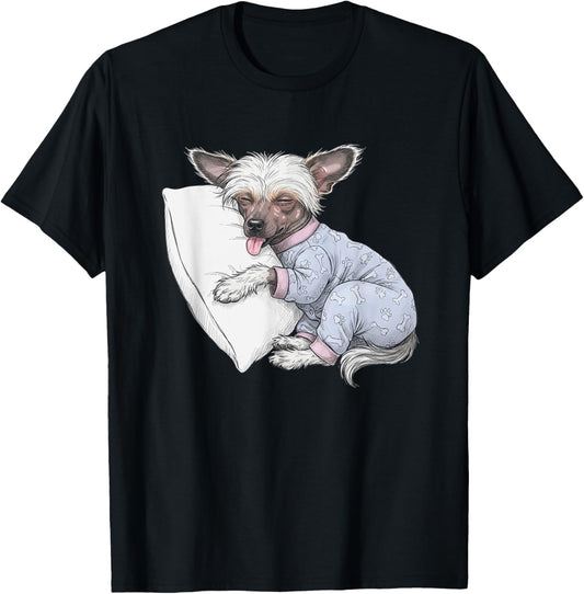 Funny Sleepy Chinese Crested Dog Pajama Women And Girls T-Shirt