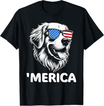 'Merica Patriotic Golden Retriever Dog 4th of july Men Women T-Shirt