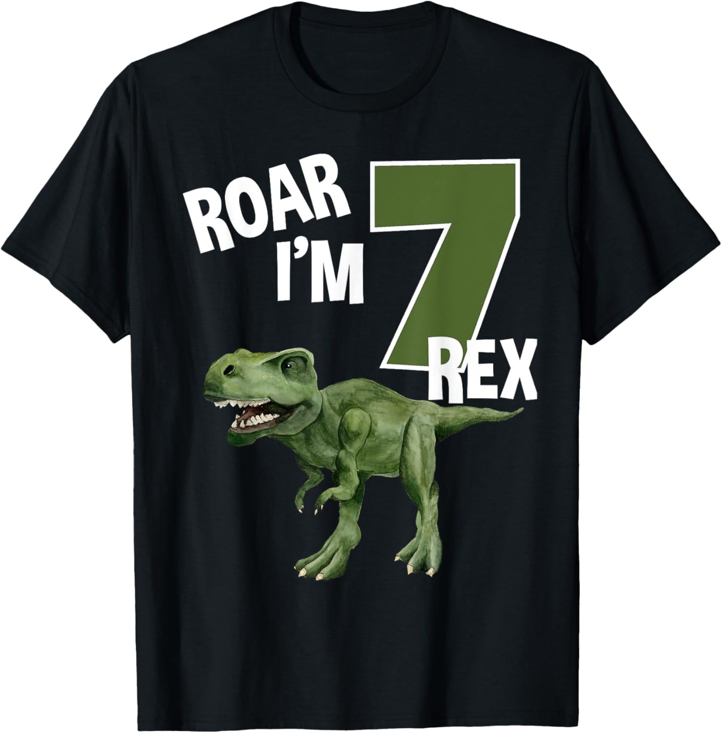 Roar I'm 7 T-Rex Dinosaurs Birthday Party 7 Year Old Toddler T-Shirt