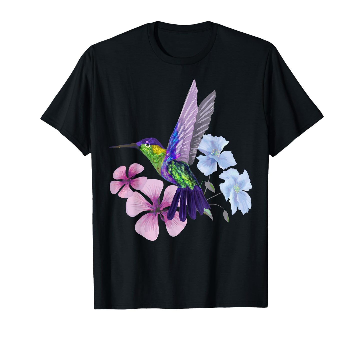 Hummingbird Colibri Snowcap Bird Flowers Tropical Summer T-Shirt