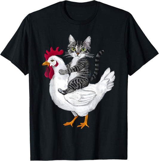 Funny Cat on a Chicken Lover T-Shirt