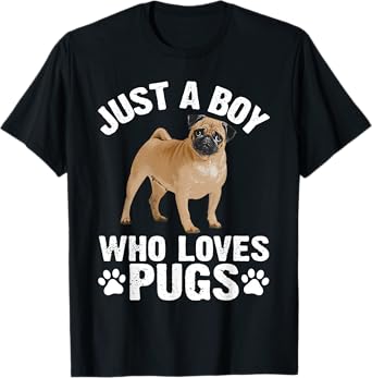 Funny Pug Design For Men Boys Pet Dog Breed Puppy Pug Lovers T-Shirt