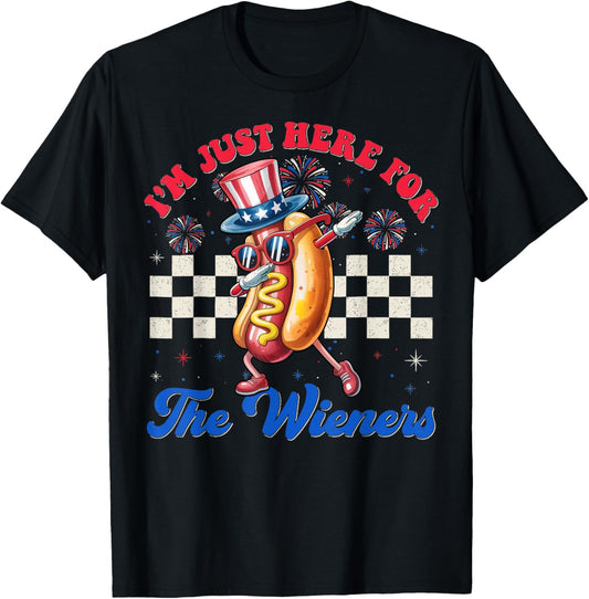 I'm Just Here For The Wieners Hotdog Patriotic 4th Of July T-Shirt