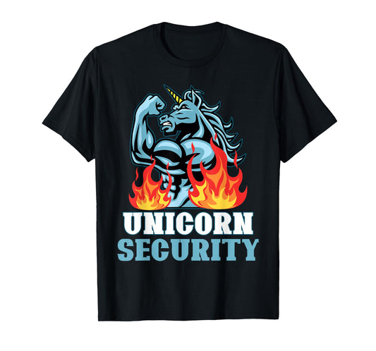 Unicorn Security Funny Unicorns Rainbow Lover Graphic T-Shirt