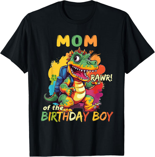 Mom of the Birthday Boy Dinosaur Celebration Graphic T-Shirt