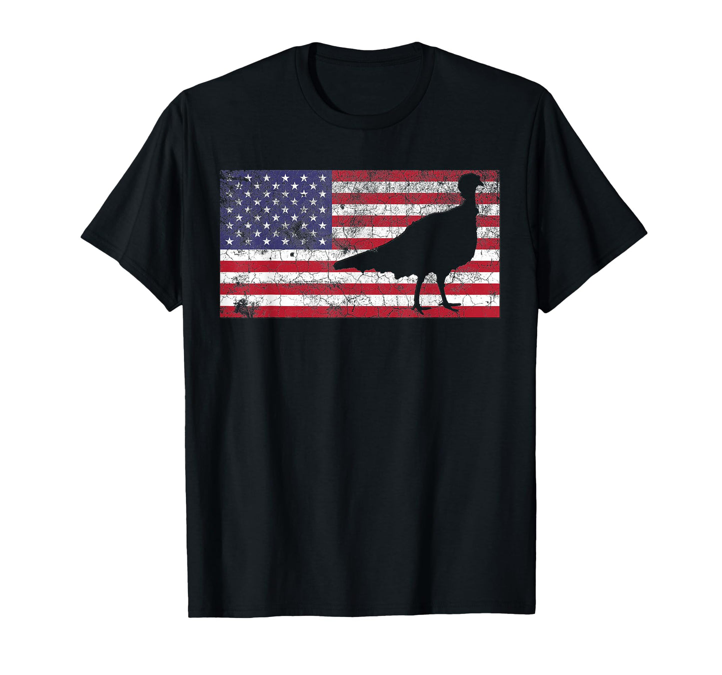 Turkey Hunting T Shirt American Flag USA 4th of July Bird T-Shirt for Women Girls Kids Men