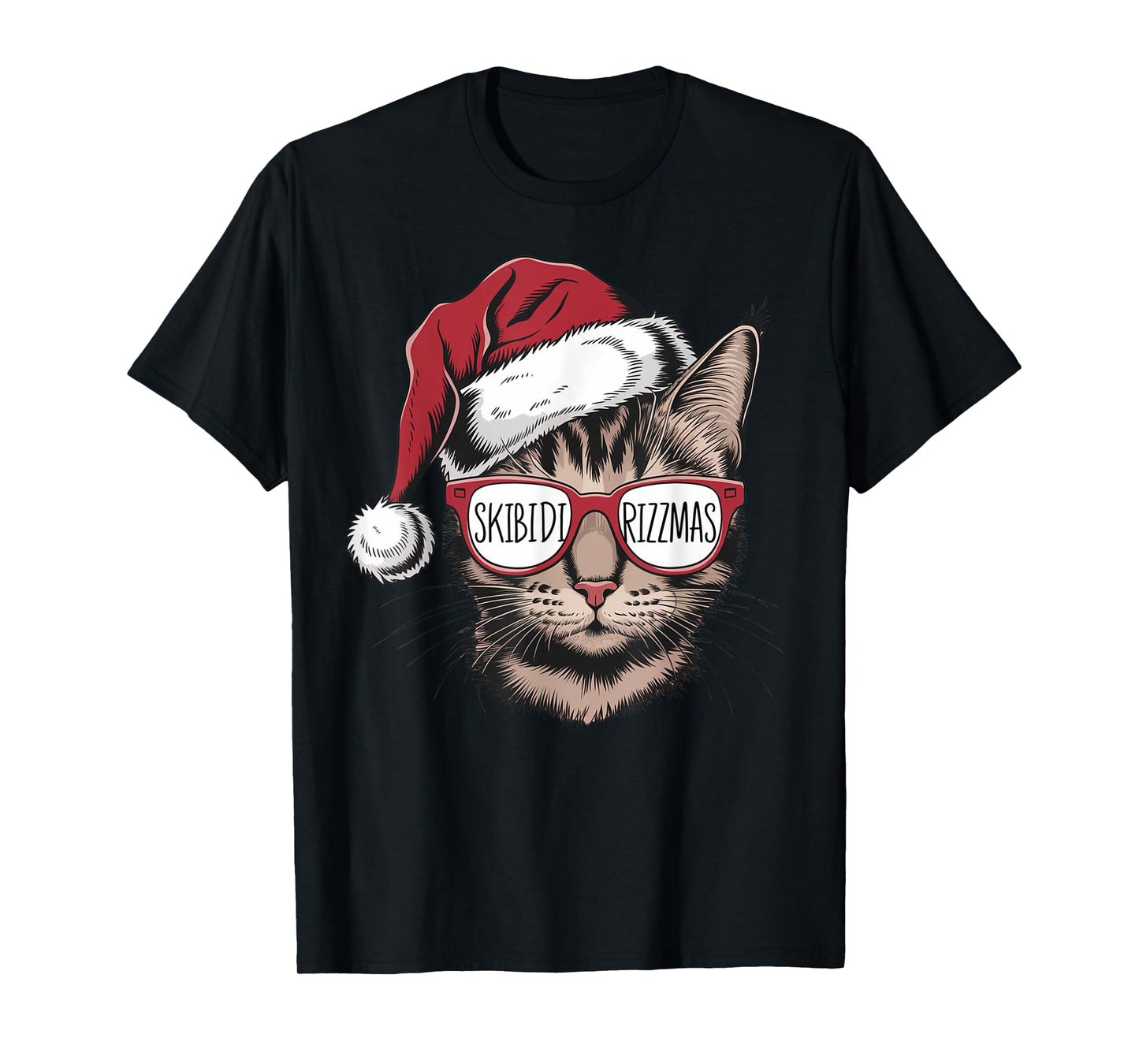 Cat Sunglasses Skibidi Rizzmas Christmas Rizz Santa Claus Men Women Kids T-Shirt