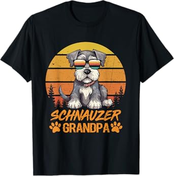 Vintage Retro Miniature Schnauzer Dog Grandpa Fathers Day T-Shirt