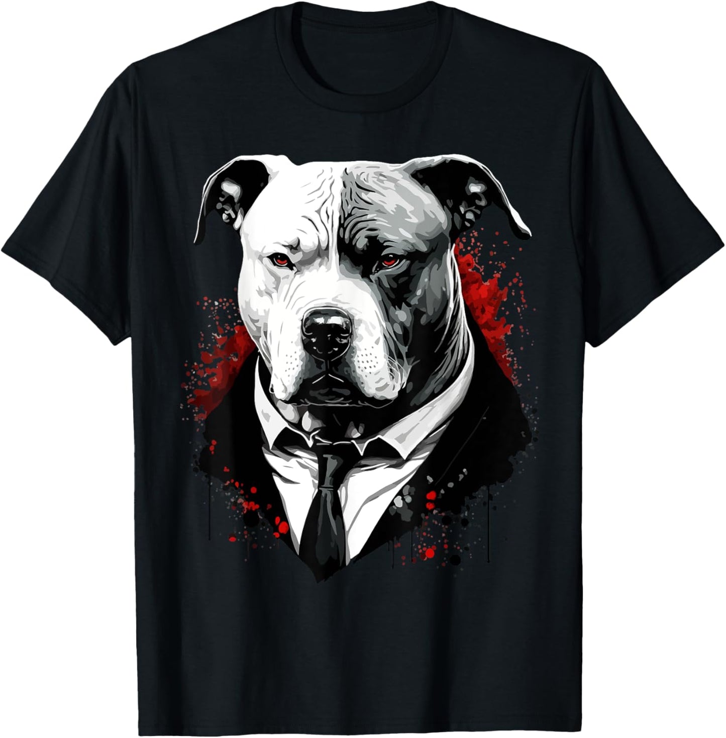 Pitbull Dog Gangster in Suit Funny Mob Boss Mafia-Themed T-Shirt