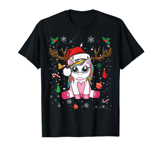 Cute Christmas Shirt Girls Women Xmas Unicorn Deer Christmas T-Shirt