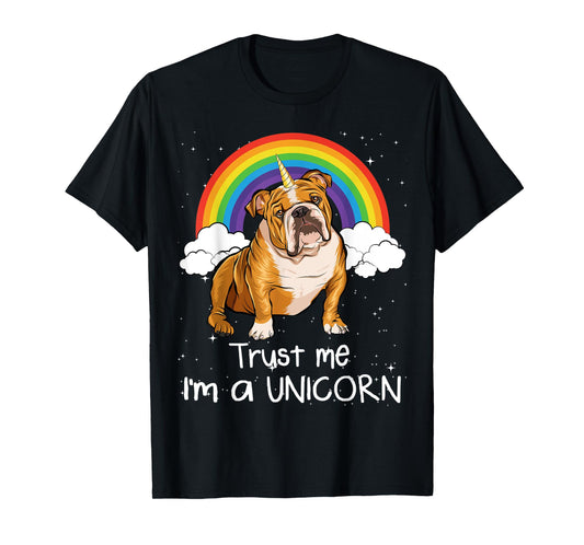 Rainbow Mágico Unicorn English Bulldog T-Shirt for Men Women
