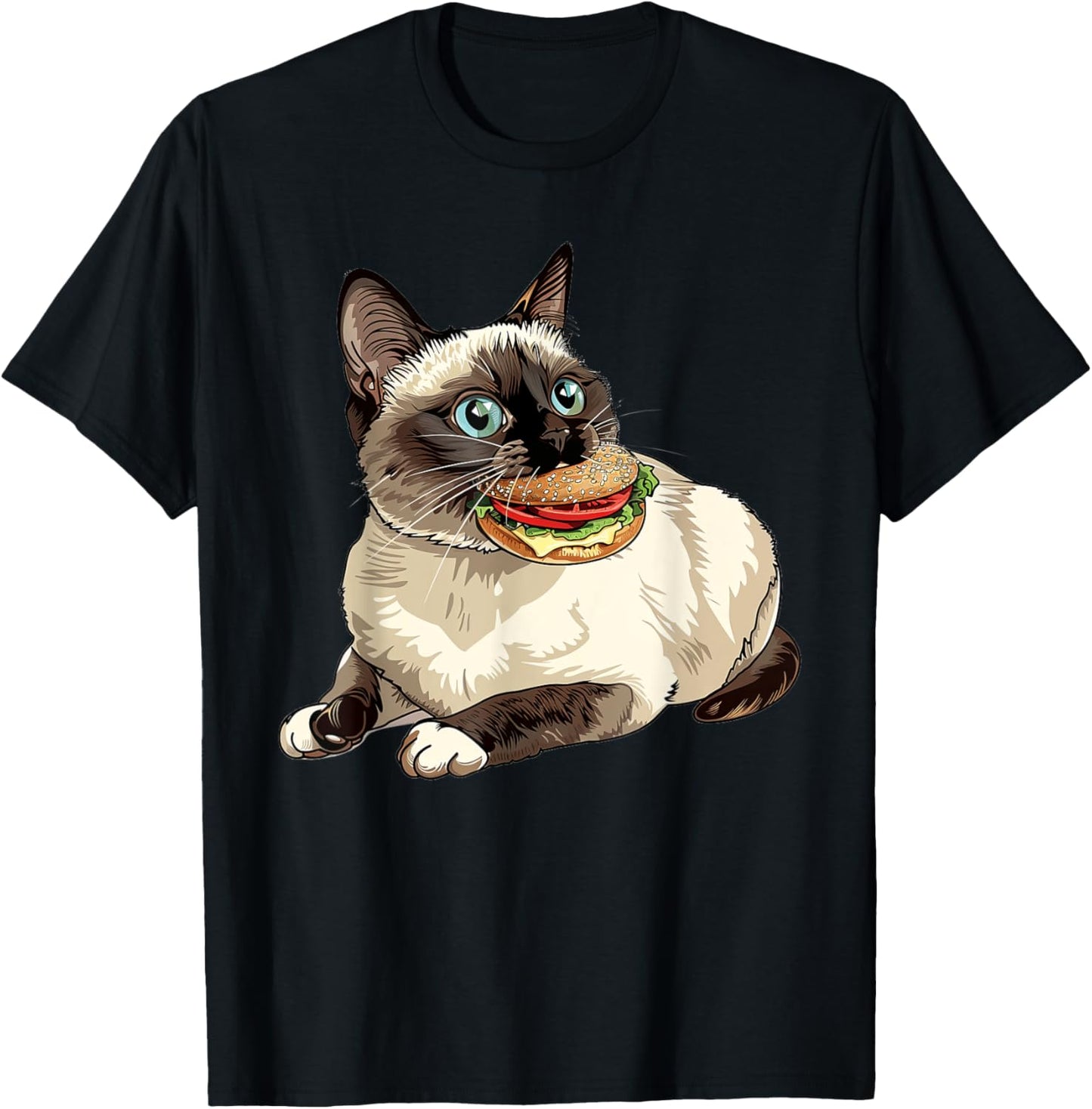 Snowshoe Cat Eating A Hamburger T-Shirt
